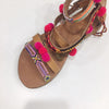 Other Brand Pompom Leather Flat Sandal 1055466 32206220 [P]