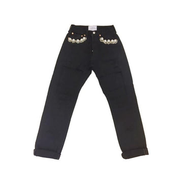 Forte couture 17SS Pearl Detail Black Muffed Boyfriend Jeans 32008626