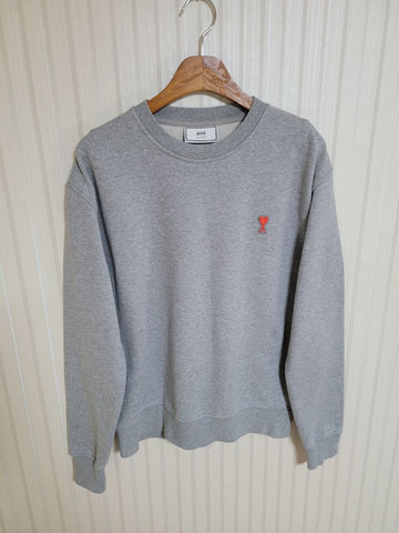 AMI Graues kleines Herzstickerei Sweatshirt M / P20HJ007 730 38662393