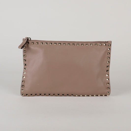 Valentino Indi Pink Leather Rockstud Clutch 2P0269 37760595