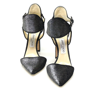 Jimmy Choo Gray Crystal Velvet Strap Pumps 37.5 38802993