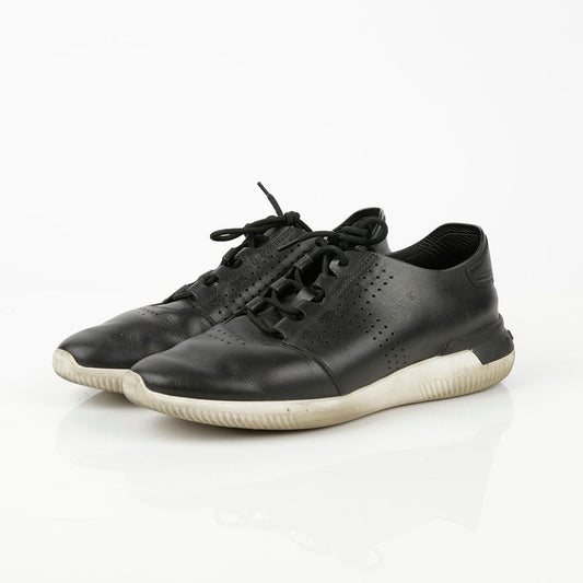 Tods 255MM Black Leather Initial Stamp Sneakers 38238645