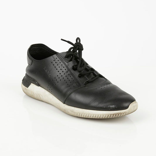 Tods 255MM Black Leather Initial Stamp Sneakers 38238645