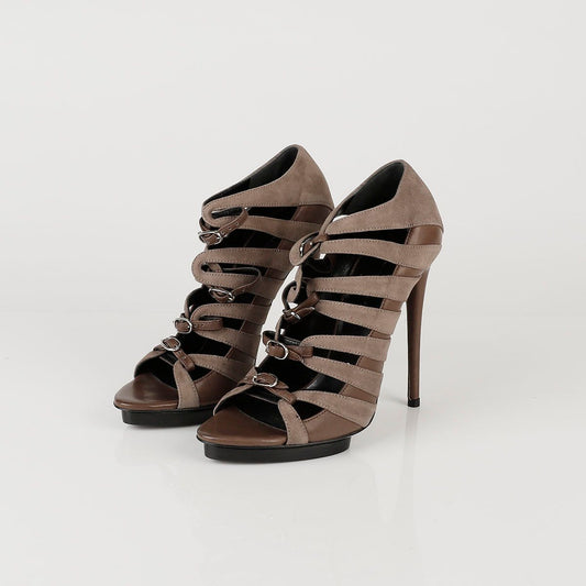 BALENCIAGA Graue Wildleder Riemchenpumps 273231 250MM 38585127