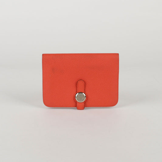 Hermes Orange Togo Leather Dogon Compact Wallet A01234 40001779