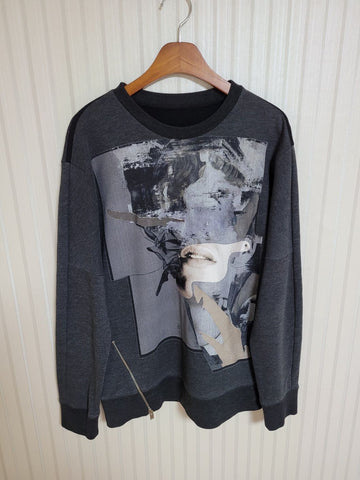 SYSTEM Homme Charcoal Zip Print Sweatshirt 100 40677190