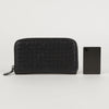 BOTTEGA VENETA 114076 ネイビー インテレチャート レザー ラウンド 長財布 40703556 [P]