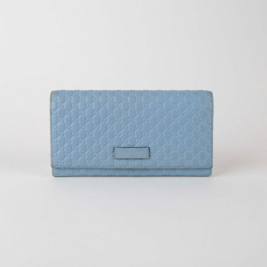 Gucci Blue Microsima Leather Long Wallet 449396 40751417