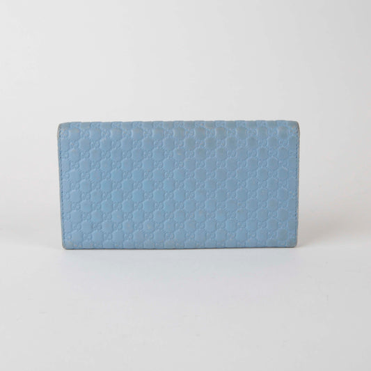 Gucci Blue Microsima Leather Long Wallet 449396 40751417