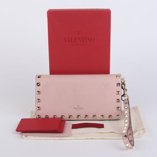 Valentino Indie Pink Leather Rockstud Long Wallet 447BOL 41164744