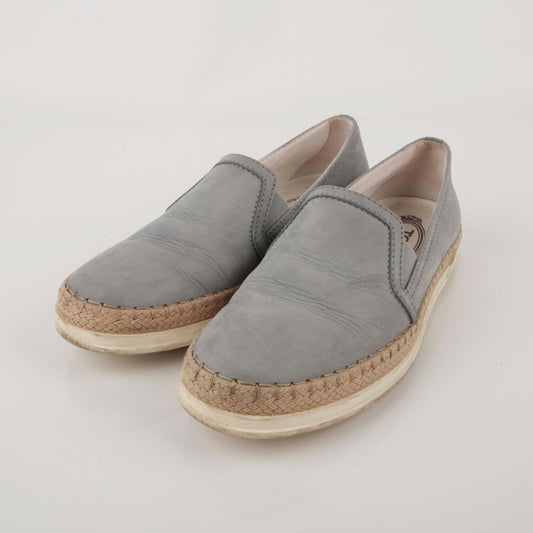 Tods 34.5 Size Sky Blue Suede Espadrille Slip-On Sneakers 40751436