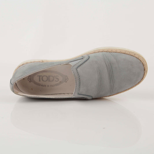 Tods 34.5 Size Sky Blue Suede Espadrille Slip-On Sneakers 40751436