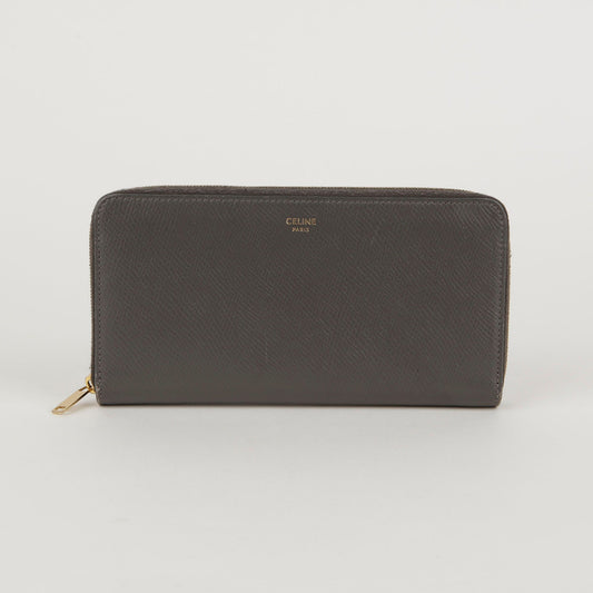 Celine Large Gray Grain Leather Long Wallet 10B553 41170762