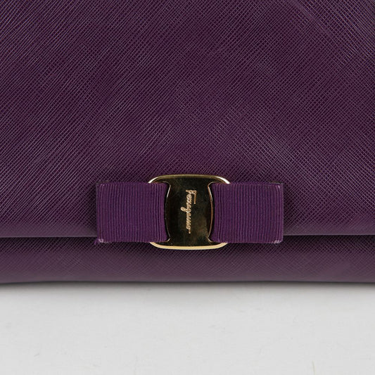 SALVATORE FERRAGAMO 22 B558 パープル サフィアーノ レザー ジニー チェーン ショルダー 兼 クロスバッグ 41446887