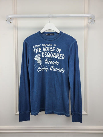 DSQUARED2 Blaues beschädigtes Logo Longsleeve T-Shirt 41884910