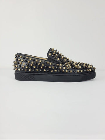 CHRISTIAN LOUBOUTIN ブラック マルチスタッズ ロロボート スリッポン 35.5 42181351