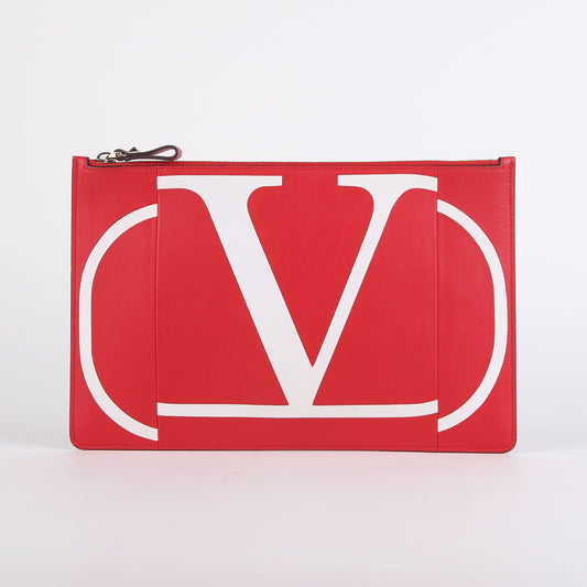 VALENTINO レッドレザーVロゴクラッチ 41543877