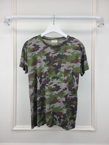 Saint Laurent Military Camouflage Short Sleeve T-Shirt 42193065