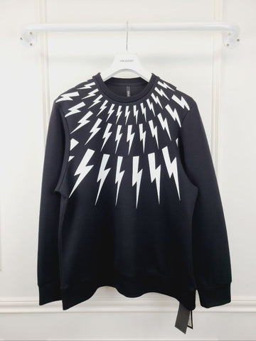 NEIL BARRETT Schwarzes und weißes Thunder Neopren Sweatshirt 42194166