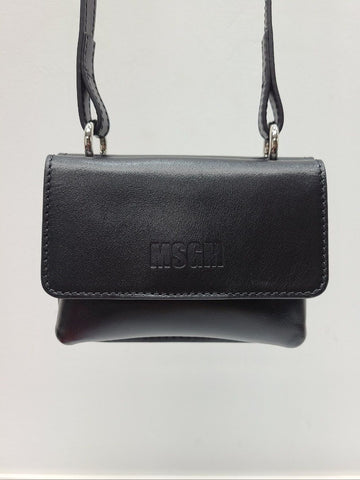 MSGM Schwarze doppelte Leder Crossbody Tasche 42726484