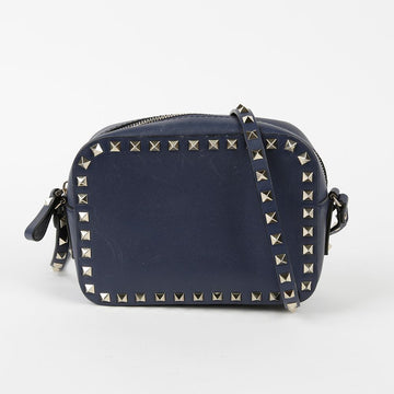VALENTINO ネイビー レザー ラックスタッズ ショルダー兼クロスバッグ 41703193