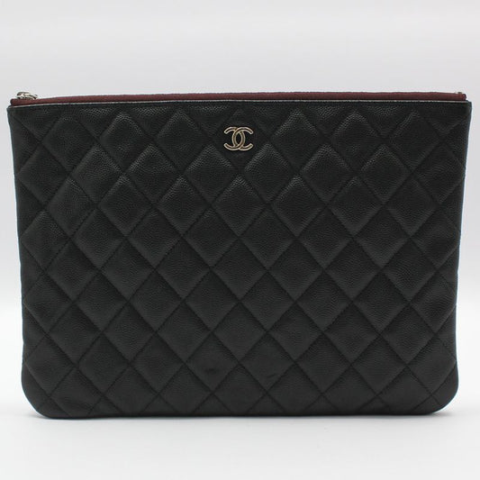 CHANEL Black Caviar Silver Medium Clutch 43220803