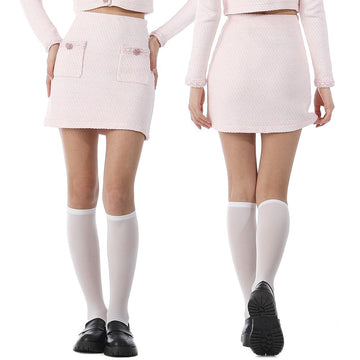 Self-Portrait Knit Pocket Mini Skirt LIGHT PINK RS23041SKP 43321411