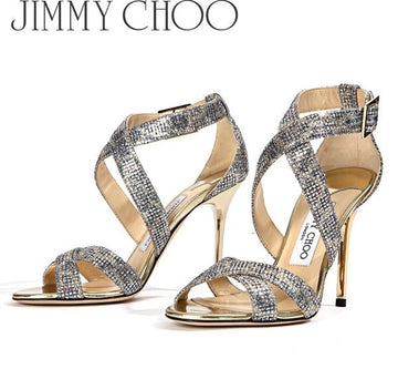 JIMMY CHOO シルバーグリッターサンダル LOTTIE LGB 2461603224 14126387