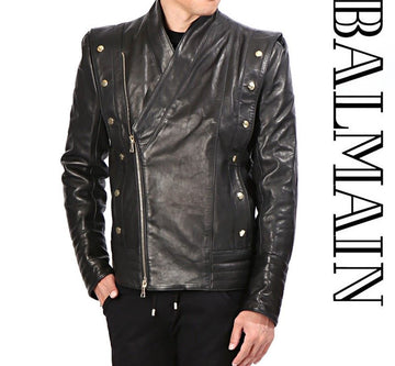 BALMAIN Lederjacke mit goldenen Knöpfen HC732D587 176 2740236323 14129049