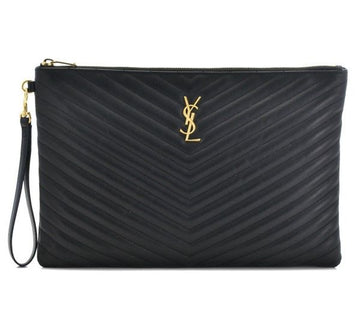 Saint Laurent Large Clutch 440222 1000 Black Gold Hardware 3318721874 14975953
