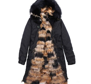AS65 Raccoon Fur Black Long Coat W1000L MURM/R 990 3401577775 15182188