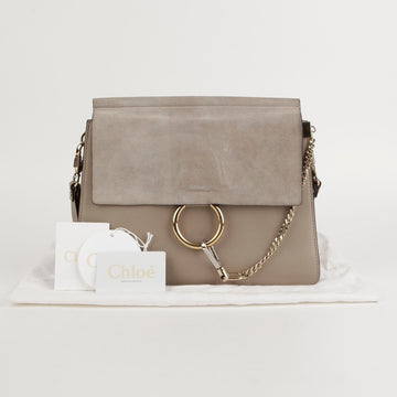 CHLOE 3S1231 ミディアム グレー レザー スウェード ペイ ショルダー 兼 クロスバッグ 41819460