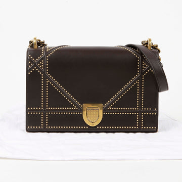 DIOR M0422CNOE ダークブラウン レザー ラマ スタッズ ショルダーバッグ 43298583