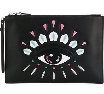 KENZO ゲンジョウ ビッグアイ 刺繍 レッド クラッチ FA52PM602L22 ブラック 16804156