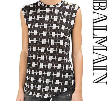 BALMAIN ショール ゴールドボタン ノースリーブ Tシャツ 8697 473I C5 2396063722 17102930