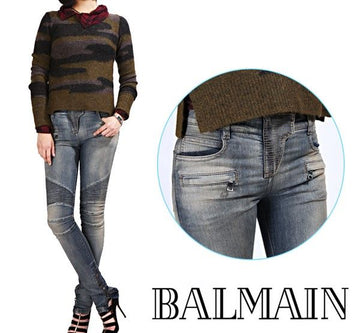 Balmain Women's Biker Mid Blue Jeans 5357 158N C3011 2291920637 17103006