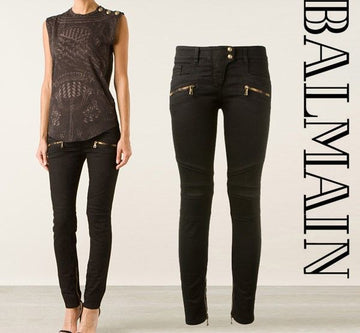 Balmain Women's Black Gold Zipper Biker 5455 C0100 2346152253 17103047