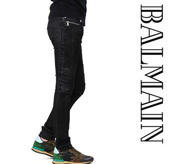 BALMAIN ウエストジッパーオイルウォッシュバイカー W4HT556C723 176 3431003262 17105048