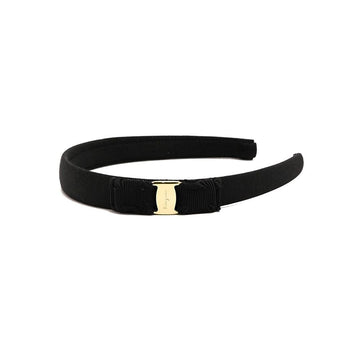 SALVATORE FERRAGAMO ゴールドリボンヘアバンド ブラック 34-6971 0660977 43752325