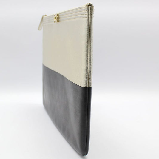 CHANEL Black Silver Two-Tone Boy Large Clutch 43976602