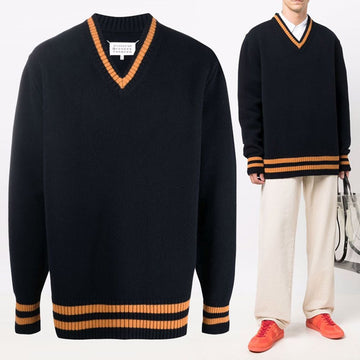 MAISON MARGIELA ステッチウールニットネイビー S50HA1027 S17834 511F 44184913