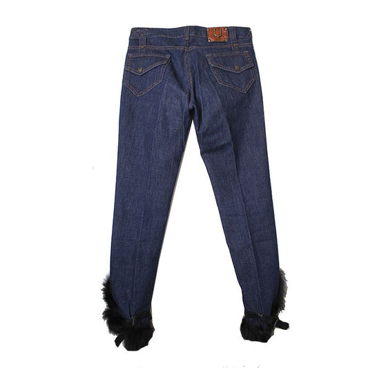 OTHER BRAND Guerreiro Fox Pelz Trim Denim Hose 55 66 44295098