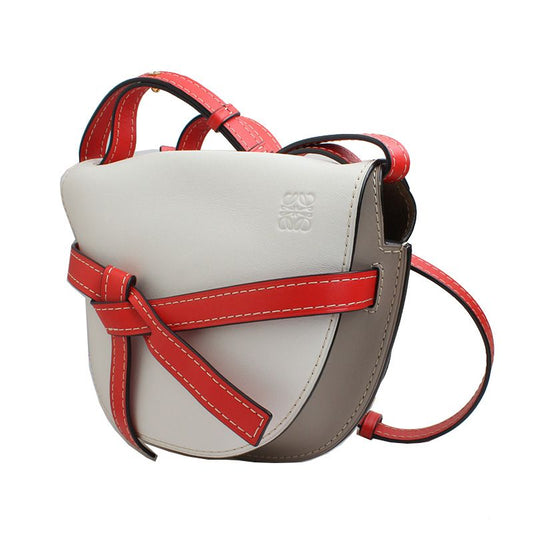 LOEWE オフホワイト & レッド フラップ クロスバッグ 44404077