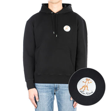 Maison Kitsune (JM00360KM0001 BLACK) Men's Olly Flower Fox Hooded Sweatshirt 41820494