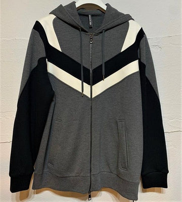 Neil Barrett Gray Two-Tone Hooded Zip-Up Women 5346959907 16728541