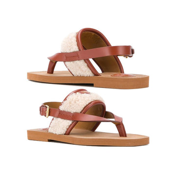 CHLOE ウッディ シアリング フラット サンダル 21SS 6J1 44821583