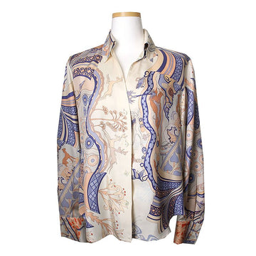 HERMES シルクプリントブラウス 44 44822069