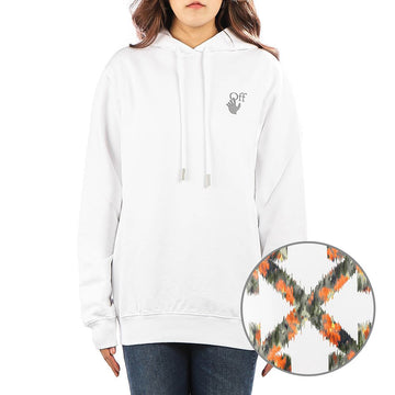OFF WHITE (035F21JER001 0184) 女性フラワーロゴアロー フードスウェット 30977689