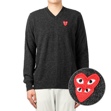 COMME DES GARCONS (P1N074 グレー) メンズ ダブルハート ロゴ ニット 30978810