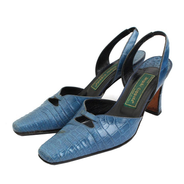 ANGELO アンジェロ・コポラ ブルー ワニ スリングバック シューズ 35.5 44904196